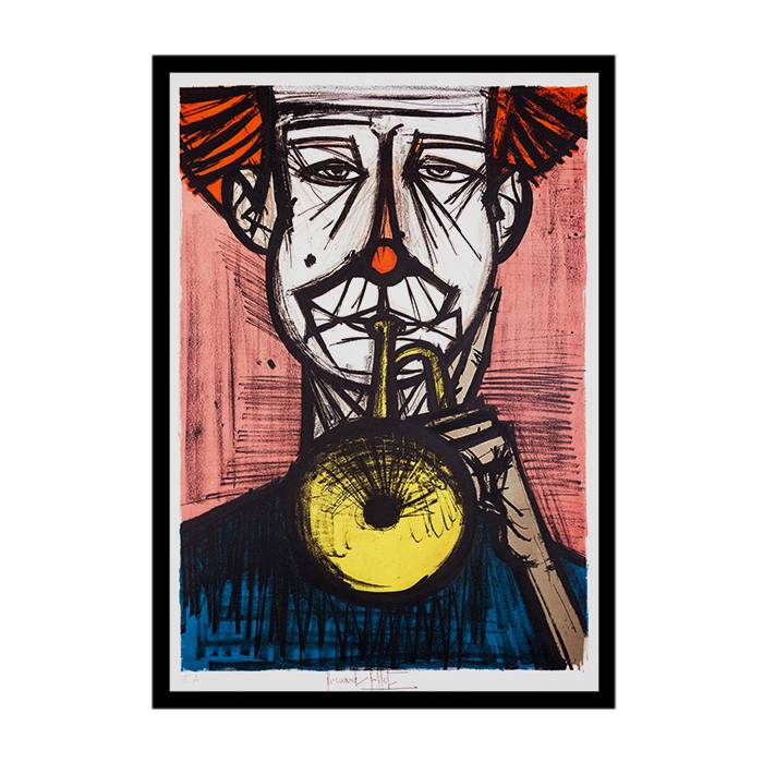 Bernard Buffet, "Clown à la Trompette", from the album "Mon cirque", lithograph in colors on paper, signed and annoted EA, of 1968 - 00pp