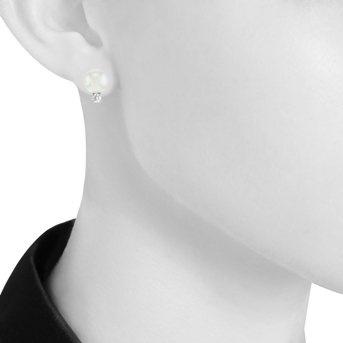 Pendientes Tiffany & Co Signature Pearls de oro blanco, perlas cultivadas y diamantes - Detail D1