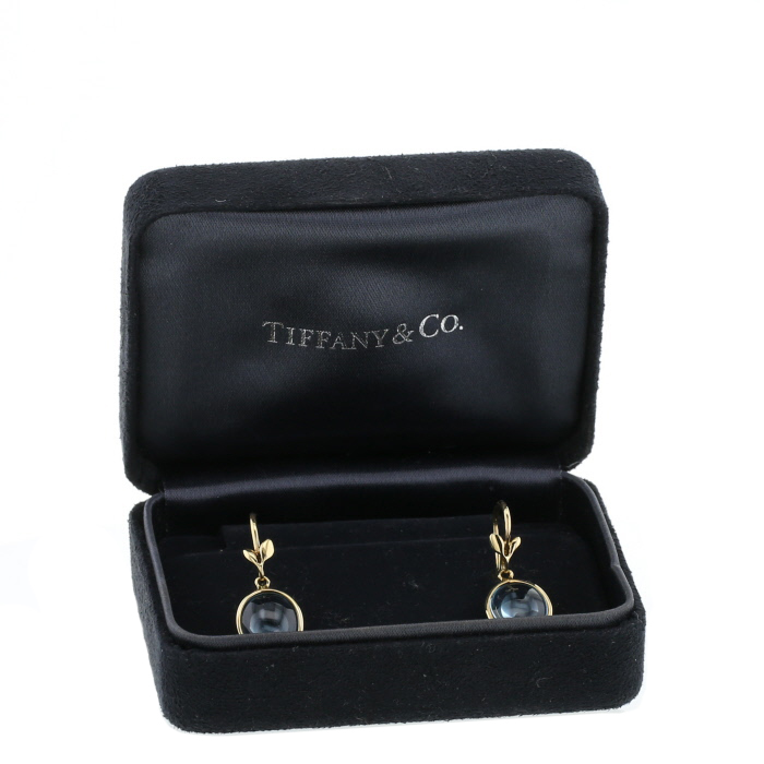 Tiffany 
Co Olive Leaf earrings in yellow gold and topaz - Detail D2