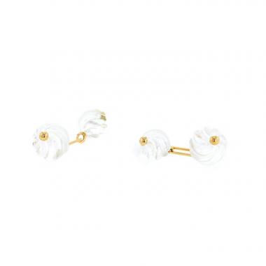 Paire de boutons de manchette Boucheron en or jaune et cristal de roche