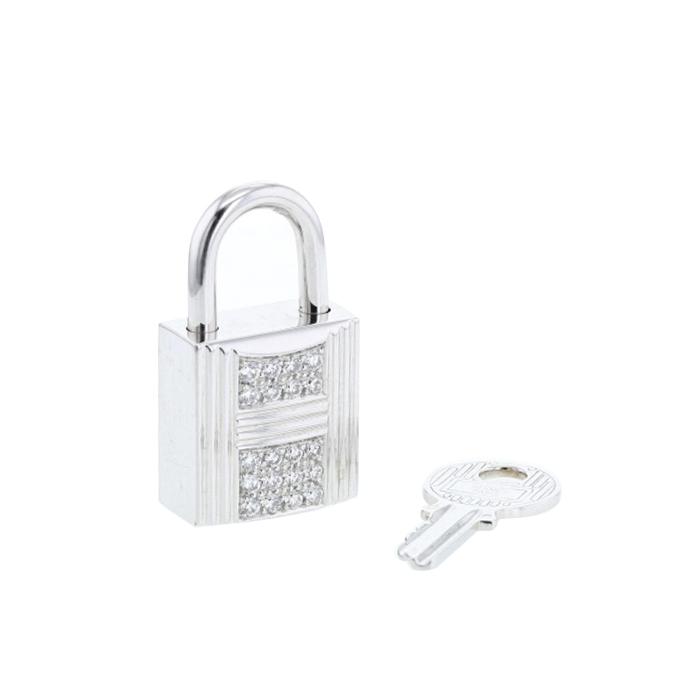 Colgante Hermès Lock de oro blanco y diamantes - Detail D2