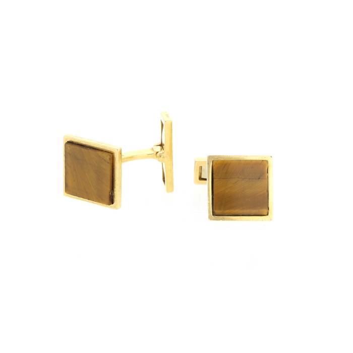 Mellerio  pair of cufflinks in yellow gold and tiger eye stone - 00pp