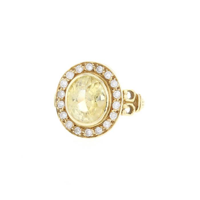 Vintage  ring in yellow gold, yellow sapphire and diamonds - 00pp