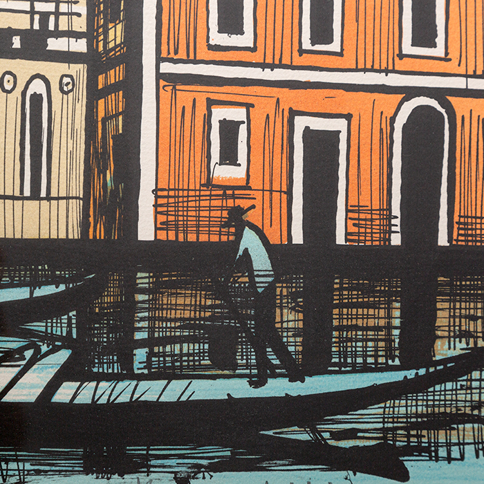 Bernard Buffet, "The Dario and Barbaro Palace", from the "Venise" album, lithograph in colors on paper, signed, annotated EA (AP) and framed, of 1986 - Detail D1