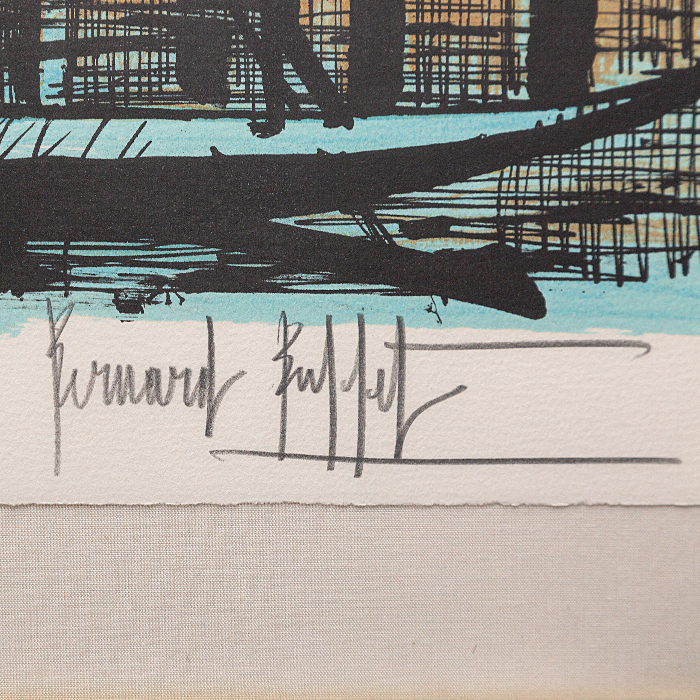 Bernard Buffet, "The Dario and Barbaro Palace", from the "Venise" album, lithograph in colors on paper, signed, annotated EA (AP) and framed, of 1986 - Detail D2