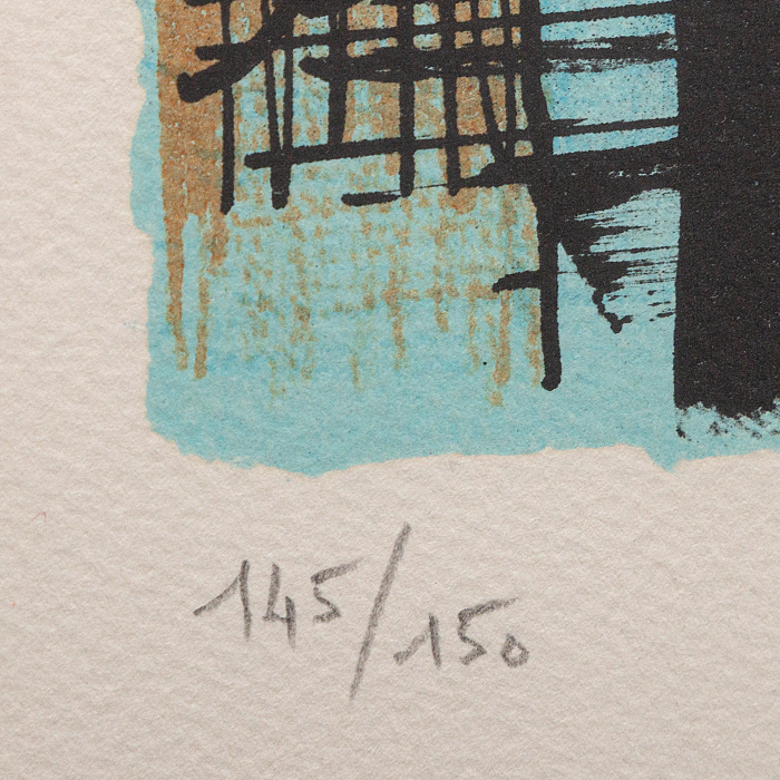 Bernard Buffet, "The Dario and Barbaro Palace", from the "Venise" album, lithograph in colors on paper, signed, annotated EA (AP) and framed, of 1986 - Detail D3