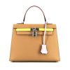 Hermès  Kelly 25 cm handbag  in beige Chai, mauve Sylvestre and yellow Lime tricolor  epsom leather - 360 thumbnail
