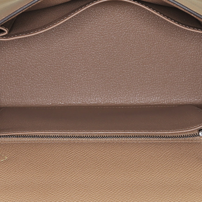 Borsa Hermès  Kelly 25 cm in pelle Epsom tricolore beige Chai malva Sylvestre e giallo Lime - Detail D3