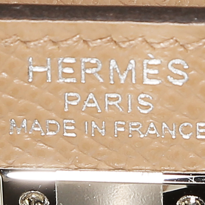 Borsa Hermès  Kelly 25 cm in pelle Epsom tricolore beige Chai malva Sylvestre e giallo Lime - Detail D4
