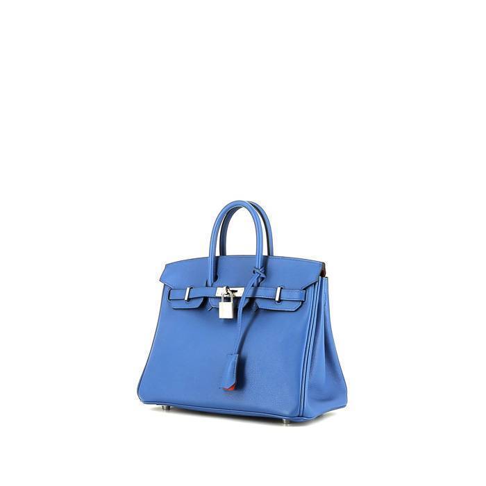 Hermès  Birkin 25 cm handbag  in Zanzibar Blue and orange Capucine leather taurillon clémence - 00pp