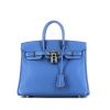 Borsa Hermès  Birkin 25 cm in pelle taurillon clemence blu Zellige e arancione Capucine - 360 thumbnail