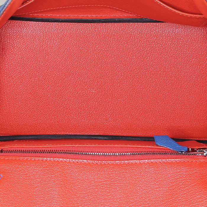 Hermès  Birkin 25 cm handbag  in Zellige Blue and orange Capucine leather taurillon clémence - Detail D2