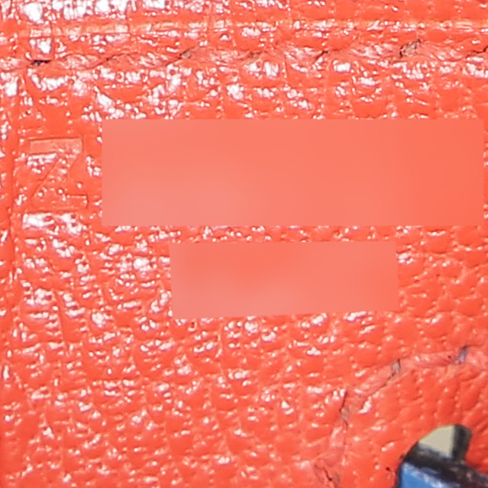 Hermès  Birkin 25 cm handbag  in Zellige Blue and orange Capucine leather taurillon clémence - Detail D4