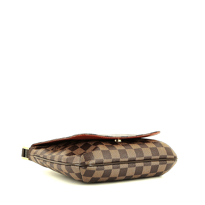Louis Vuitton  Musette shoulder bag  in damier canvas  and brown leather - Detail D4