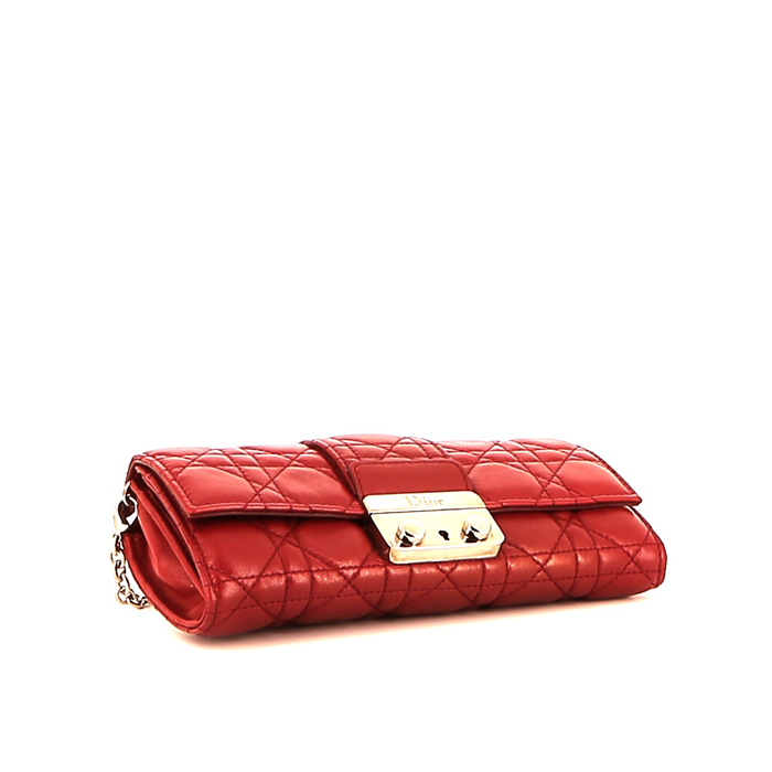 Pochette Dior  Miss Dior Promenade en cuir cannage rouge - Detail D4