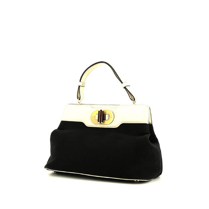 Bulgari  Isabella Rossellini handbag  in white leather  and black canvas - 00pp