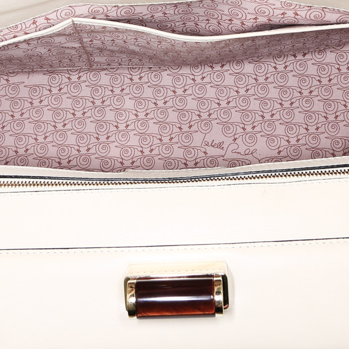 Bolso de mano Bulgari  Isabella Rossellini en cuero blanco y lona negra - Detail D2