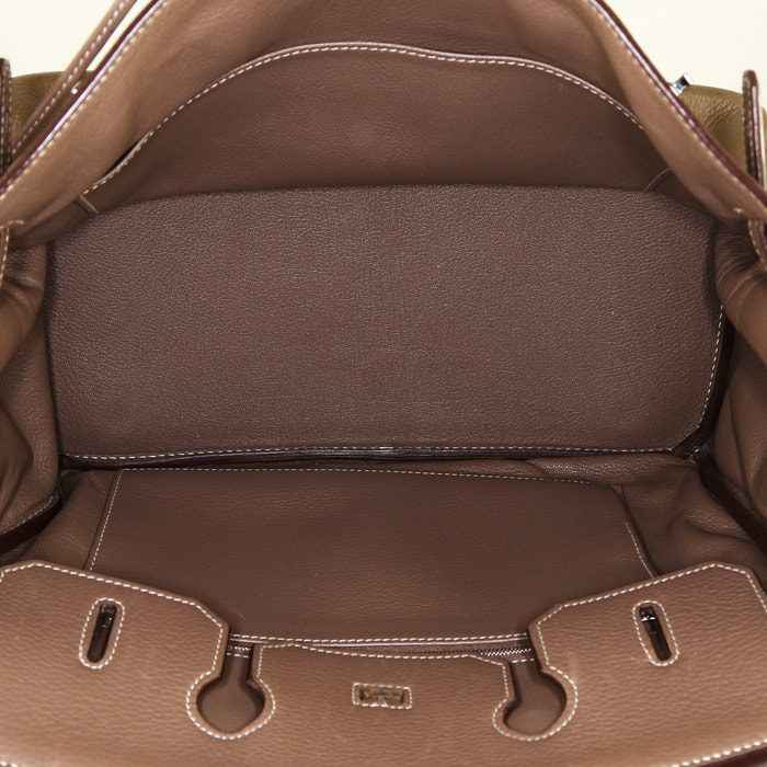 Bolso de mano Hermès  Birkin 35 cm en cuero togo marrón etoupe - Detail D2