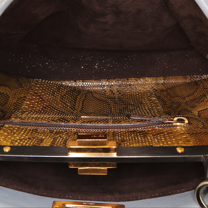 Borsa Fendi  Peekaboo in pelle blu cadetto - Detail D3