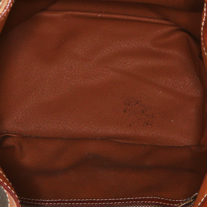 Bolso de mano Celine  Vintage en lona Monogram marrón y cuero natural - Detail D2