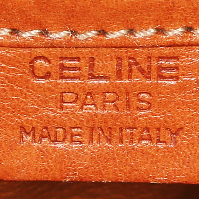 Bolso de mano Celine  Vintage en lona Monogram marrón y cuero natural - Detail D3