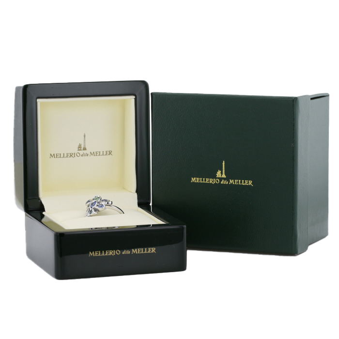 Anello semi-mobile Mellerio Indra in oro bianco, tormaline e zaffiri - Detail D2