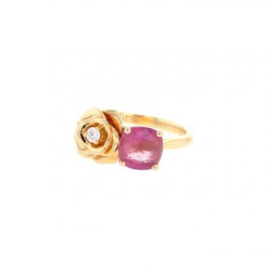 Anello Piaget Rose in oro giallo, diamante e tormalina rosa