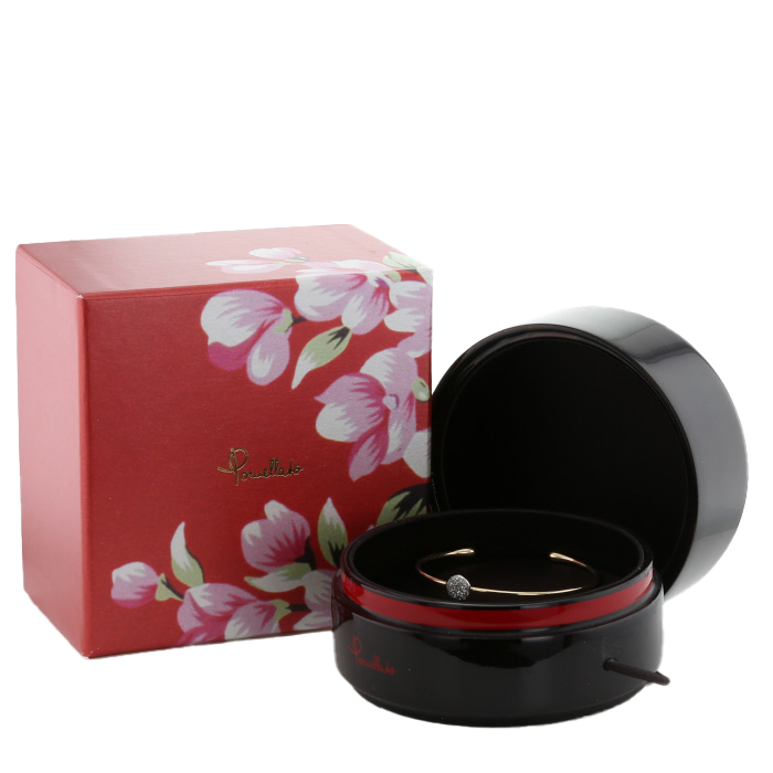 Bracelet jonc Pomellato Sabbia petit modèle en or rose, or blanc et diamants - Detail D2