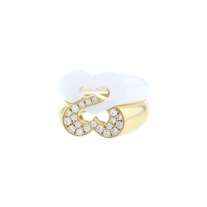 Poiray Sceau de Coeurs ring in yellow gold, diamonds and ceramic - 00pp