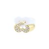 Anello trasformabile Poiray Sceau de Coeurs in oro giallo, diamanti e ceramica bianco - 00pp thumbnail