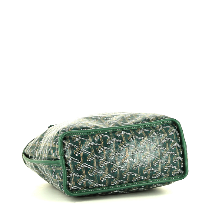 Goyard Anjou handbag in green Goyard canvas and green leather - Detail D4