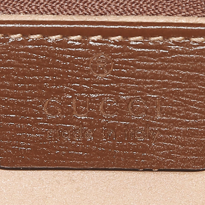 Bolso bandolera Gucci  1955 Horsebit en lona Monogram beige y cuero marrón - Detail D3