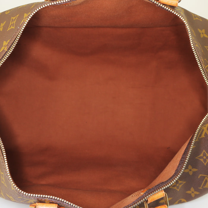 Borsa Louis Vuitton  Speedy 40 in tela monogram cerata marrone e pelle naturale - Detail D2