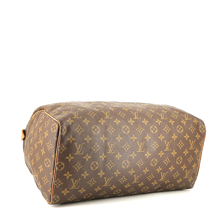 Sac à main Louis Vuitton  Speedy 40 en toile monogram enduite marron et cuir naturel - Detail D4