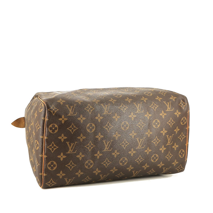 Louis Vuitton  Speedy 35 handbag  monogram canvas  and natural leather - Detail D4