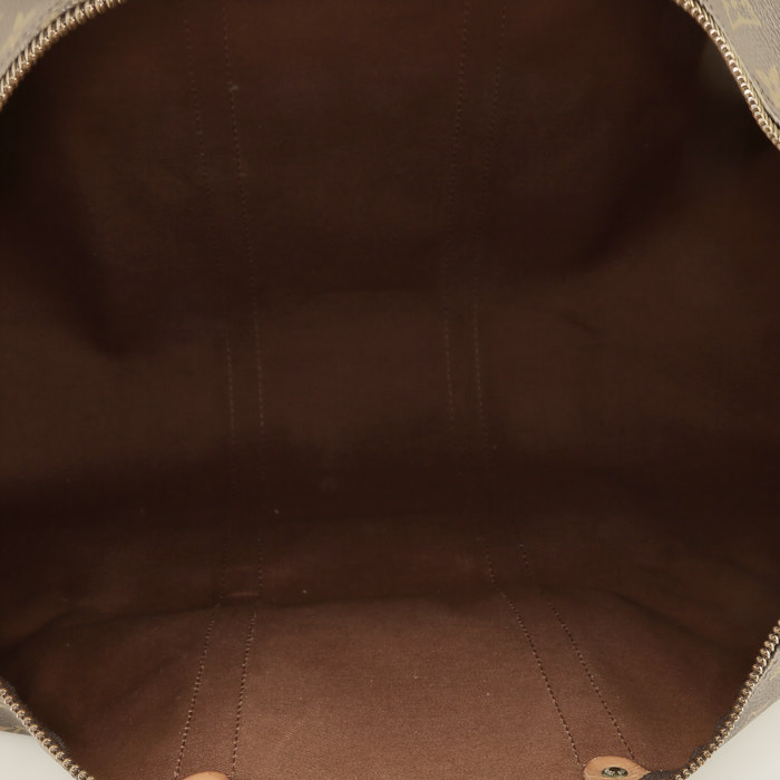 Louis Vuitton  Keepall 55 travel bag  in brown monogram canvas  and natural leather - Detail D2