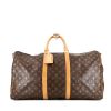 Bolsa de viaje Louis Vuitton  Keepall 55 en lona Monogram marrón y cuero natural - 360 thumbnail