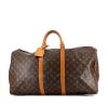 Borsa da viaggio Louis Vuitton  Keepall 55 in tela monogram marrone e pelle naturale - 360 thumbnail