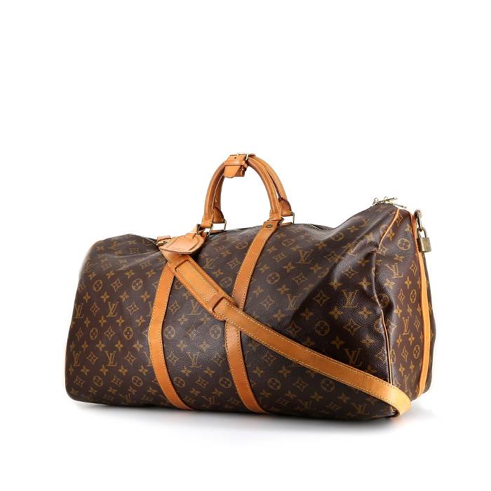 Sac de voyage Louis Vuitton  Keepall 55 en toile monogram marron et cuir naturel - 00pp