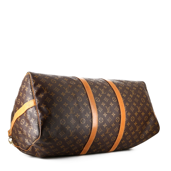 Louis Vuitton  Keepall 55 travel bag  in brown monogram canvas  and natural leather - Detail D5