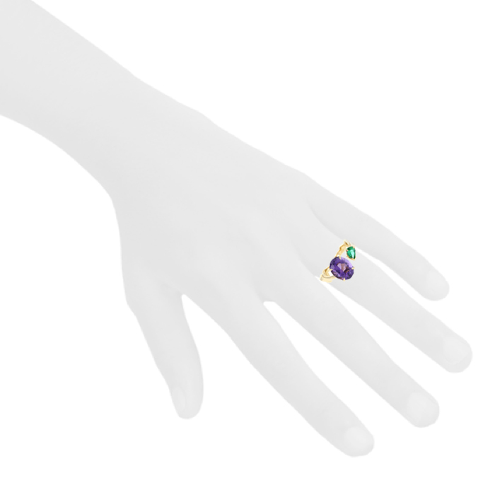 Dior Diorama Précieuse ring in yellow gold, amethyst and emerald - Detail D1