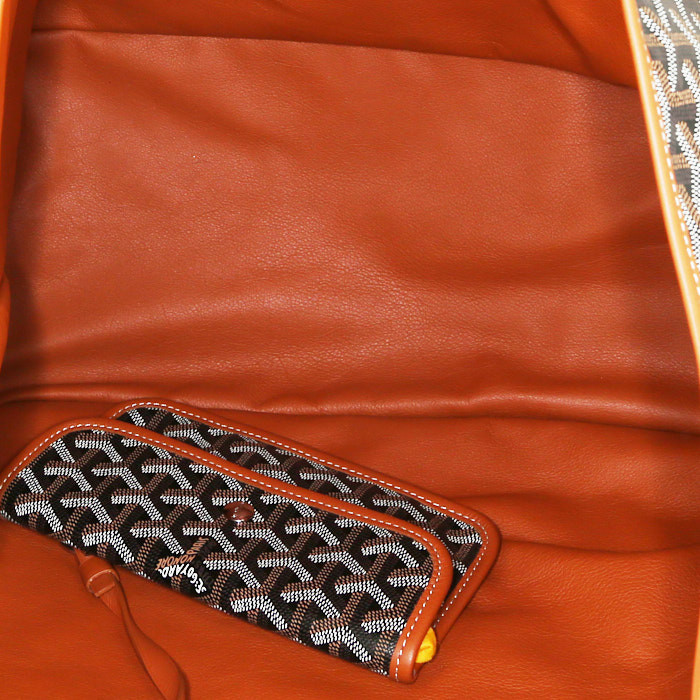 Goyard Anjou shopping bag in black Goyard canvas and gold leather - Detail D2
