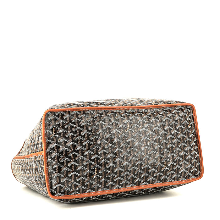 Goyard Anjou shopping bag in black Goyard canvas and gold leather - Detail D4