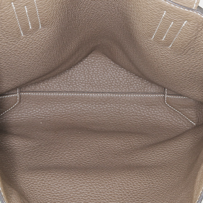 Bolso Cabás Hermès  Double Sens en cuero togo verde y marrón etoupe - Detail D2