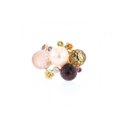 Chanel Mademoiselle ring in pink gold, colored stones and cultured pearl Chanel Mademoiselle ring in pink gold, colored stones and cultured pearl