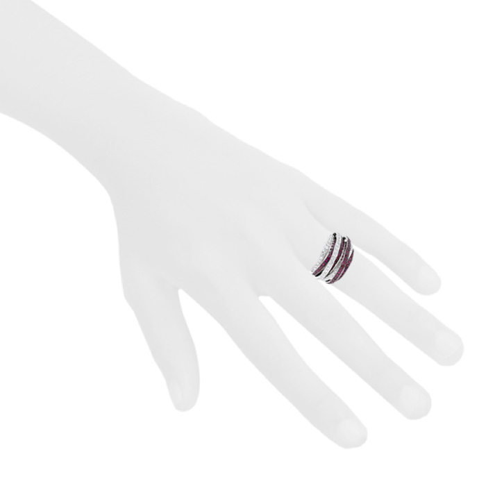 De Grisogono Allegra ring in white gold, diamonds and ruby - Detail D1