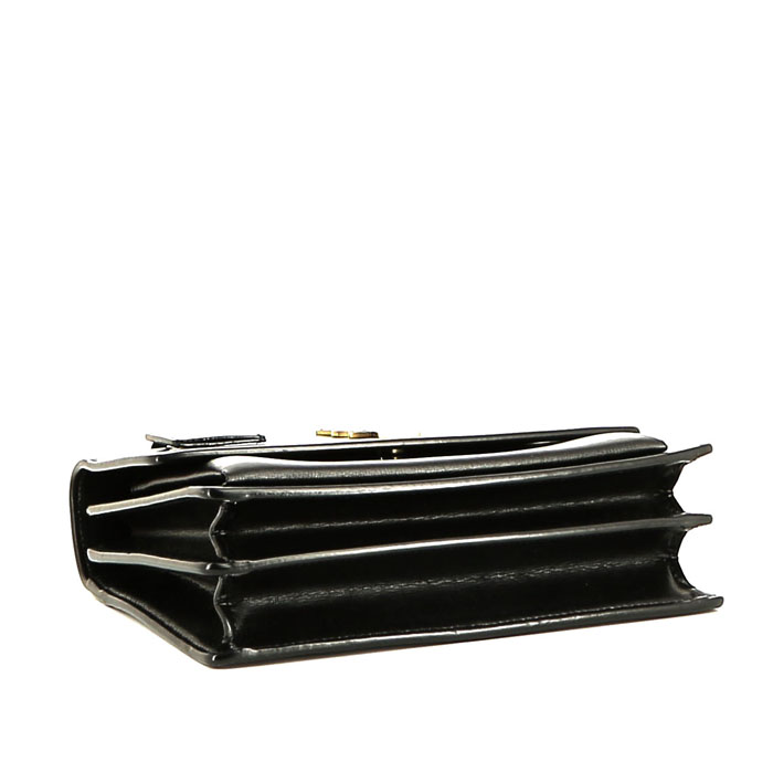 Sac bandoulière Saint Laurent  Sunset moyen modèle  en cuir noir - Detail D5