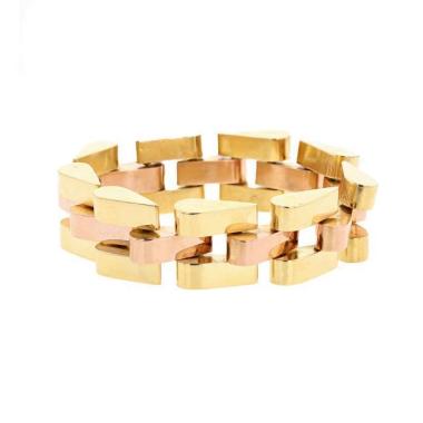 Brazalete Tank época años 40 Vintage  de oro amarillo y oro rosa