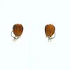 Vintage  earrings in 14 carats yellow gold, diamonds and tiger eye stone - 360 thumbnail