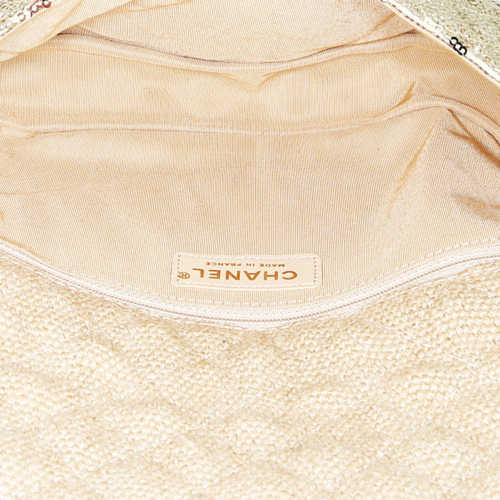 Sac à main Chanel   en toile beige et cuir naturel - Detail D2